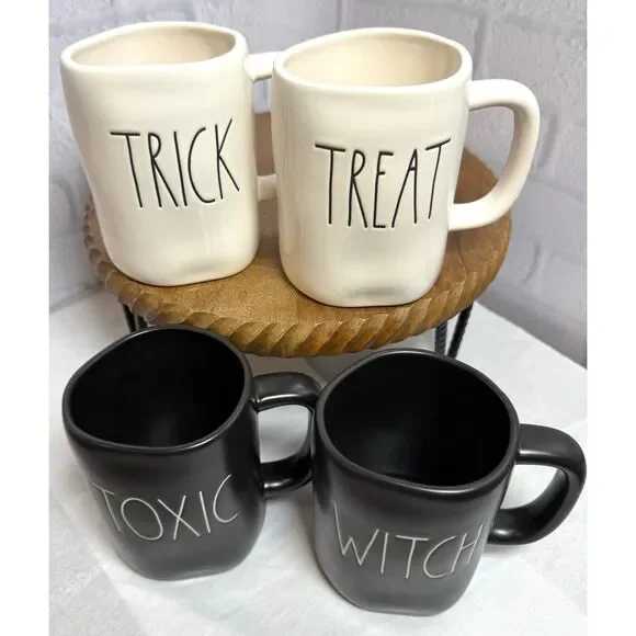 Gently Used Lot of 4 Halloween Mugs SPOOKY Rae Dunn - Picture 3 of 5